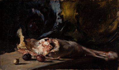 Naturaleza muerta con una pierna de cordero y repollo de Oscar Gustaf Bjorck